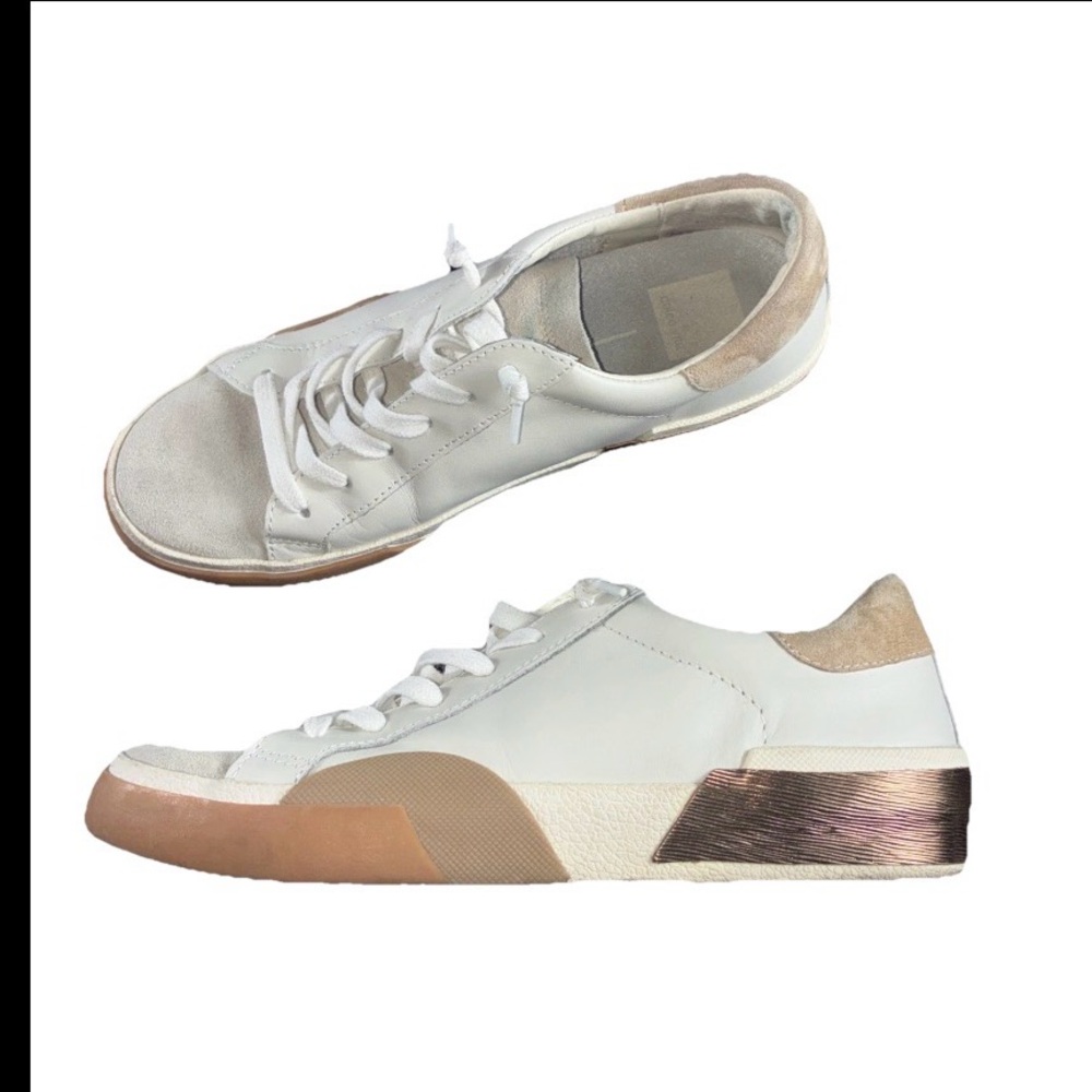 Dolce Vita Zina Women's Sneakers Sz 7 White/Tan Leather Great Condition